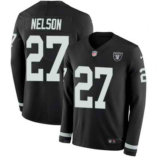 Nike Raiders #27 Reggie Nelson Black Team Color Men Stitched NFL Limited Therma Long Sleeve Jersey
